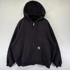 古着 カーハート Carhartt パーカー フルジップ フーディ スウェット 裏地メッシュ ワンポイントロゴ 大きいサイズ  ブラック メンズ
