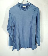 新品　cecchini プルオーバー カットソー　ブルー　M～3Lサイズ　青　 レディース　長袖 メロー　薄手　シャツ　トップス　上着