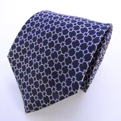 シャルル・ジョルダン ブランド ネクタイ チェック柄 スクエア柄 小紋柄 格子柄 シルク PO メンズ ネイビー CHARLES JOURDAN 【中古】