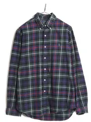 【お得なクーポン配布中!】 ラルフローレン チェック 長袖 ボタンダウン シャツ メンズ L 古着 ポロ コットン BD 長袖シャツ ワンポイント マルチカラー BDシャツ 薄手