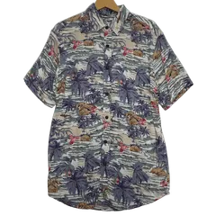 アロハシャツ 総柄 US古着 ボタンダウン オープンカラー 開襟シャツ 半袖 シャツ インド製 メンズ M マルチカラー