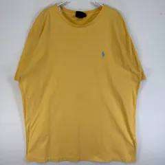 古着 90's/90年代 ポロバイラルフローレン Polo by Ralph Lauren 半袖Tシャツ ロゴ 刺繍 クルーネック L  イエロー 無地 メンズ