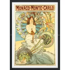 絵画風 壁紙ポスター (はがせるシール式) アルフォンス・ミュシャ モナコ・モンテカルロ (P.L.M鉄道のポスター) 1897年 アールヌーヴォー 【額縁印刷／トリックアート】 キャラクロ K-MCH-050SGF2 (426mm×594mm) ＜日本製＞