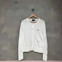 ポロ Ralph Lauren(ラルフローレン) 新作 洗える ピマコットン ニット カーディガン 白