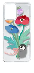 【新品未使用】OPPO Reno 7A OPPO Reno9 A オッポ クリア ハードケース (ペンギンと花束) ぺんぎん アネモネ 花柄 動物 オシャレ かわいい 可愛い cl-reno7a-307
