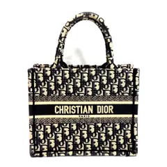 Th998981 クリスチャンディオール Dior Book Tote ブックトート バッグ スモール オブリーク エンブロイダリー ネイビー×ベージュ系 Christian Dior 中古