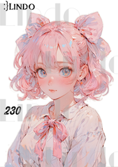 コラージュ素材　人物ステッカー　女の子　A6サイズ　5枚入り　シール　ノーカット　230