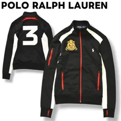 【美品】 ポロ ラルフローレン POLO RALPH LAUREN トラック ジャケット ジャージ メッシュ 切替 裏起毛 XS ブラック x レッド x ホワイト スポーツ カジュアル メンズ
