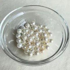 あこや真珠 7~8mm 55粒 両穴 セミラウンド A-19