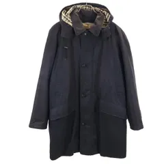 BURBERRY (三陽商会) ブラック ダブルブレスト フード付きコート BURBERRY(バーバリー) Melton double-breasted belted coat