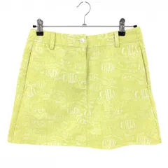 【超美品】キャロウェイ スカート イエロー×白 英字総柄 レディース L ゴルフウェア Callaway