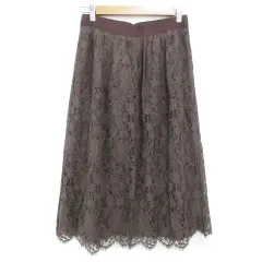 デミルクス ビームス Demi-Luxe BEAMS フレアスカート ロング丈 総レース 38 ダークブラウン 茶 /FF51
