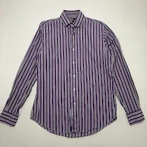 Polo by Ralph Lauren 90's ポロ バイ ラルフローレン REGENT CUSTOMFIT ボタンダウンジャケット 長袖シャツ ストライプ柄（紫・緑）ストライプワイドカラーシャツ