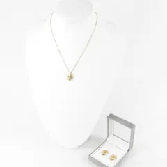 良品『USED』Christian Dior【クリスチャンディオール】 ネックレス(パーツ外れ)+イヤリングセット 箱有 ネックレス メタル レディース