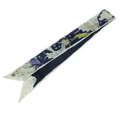 クリスチャン ディオール スカーフ ミッツァ ホワイト ネイビー マルチカラー シルク Christian Dior