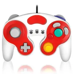 新品 Switch 対応 ゲームキューブ コントローラ （GC WiiU Wii ゲームキューブ 振動対応） (レッド & ホワイト) [video game]