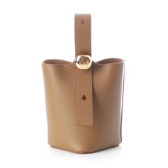 ロエベ ペブル バケット ミニ スムースカーフ レザー 2Way ショルダー ハンドバッグ オーク ブラウン【中古】