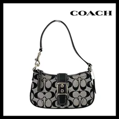 【COACH】シグネチャー アクセサリーポーチ 6362 ブラック/黒 グレー キャンバス ワンショルダーバッグ コーチ (MM-446)