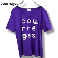 courreges クレージュ　紫　Tシャツ パープル　半袖　リボン　ビジュ　ロゴ　 クルーネック プリントスパンコール　サイズ40