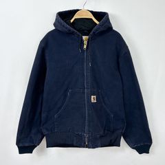 【フォロワー様クーポン配布中！】Carhartt カーハート メキシコ製 ダック地 ジップアップ アクティブパーカー アクティブジャケット ブルゾン  J130 MDT 輸入古着 海外古着 US古着 メンズ ネイビー【S146】