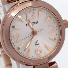 美品❣️xC クロスシーH058 ピンクフェイス ラウンド　電波ソーラー 　稼働 CITIZEN XC シチズン クロスシー ソーラー電波時計 ピンク