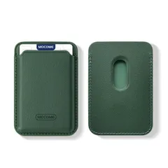 【特価セール】[REHOOF] MagSafe カードケース スマホ 強力 磁気内蔵 カード収納 スリム カードポケット マグセーフ 高級PUレザー カードホルダー 落下防止 背面ポケット カード入れ 背面収納 軽量 シンプル（グリーン）