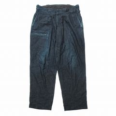 03AW レギュレーションヨウジヤマモト REGULATION YOHJI YAMAMOTO ワイド テーパード デニム ワーク パンツ ジーンズ ジーパン Gパン ツータック サイドベルト ロゴ パッチ ボトムス 2 インディゴブルー ■M07 メンズ