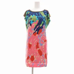 ティビ tibi ワンピース 絹 シルク フレンチスリーブ ビジュー 総柄 0 XS マルチカラー /UO ■GY19のサムネイル
