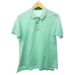 ポロ バイ ラルフローレン Polo by Ralph Lauren 90s ヴィンテージ ポロシャツ 鹿の子 カットソー ロゴ刺繍 半袖 ターコイズブルー 青系 Mサイズ IBO57