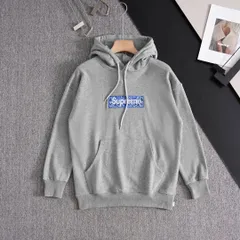 芸能人着用モデル☆シュプリーム アーチロゴ スタッズ パーカー グレー