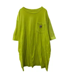 Carhartt ポケットTシャツ 2XL イエローグリーン カーハート ビッグサイズ ロゴ 古着卸 アメリカ仕入 a704-5625