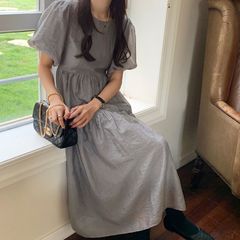 バブルスリーブ半袖ワンピース