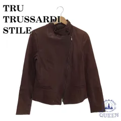 a244 TRUSSARDI トラサルディ レザージャケット　羊革　ペプラム 2025年最新】トラサルディ 革ジャンの人気アイテム - メルカリ
