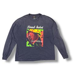 参考上代36300円 SAINT MICHAEL 24AW LS TEE / DEAD SAINT 長袖Tシャツ カットソー セントマイケル SM-YS7-0000-018 ネイビー XXL 89517A7