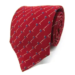 エルメネジルドゼニア ブランド ネクタイ ストライプ柄 パネル柄 シルク PO  メンズ ワインレッド Ermenegildo Zegna 【中古】