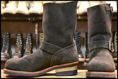 【6D 良品 10年】レッドウィング 8274 黒スエード エンジニア ラフアウト スチールトゥ プルオン ブーツ redwing HOPESMORE【EL206】