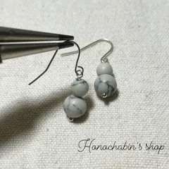 限定価格‼️ 【天然石:ターコイズ】2連ホワイトターコイズシルバーピアス　雪だるま型　フープピアス白