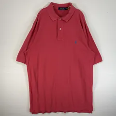 古着 ポロ・ラルフローレン POLO RALPH LAUREN 鹿の子 半袖 ポロシャツ ロゴ 刺繍 大きいサイズ 2ボタン 1XB  ピンク 無地 メンズ