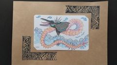 カラーペン画「Polygonal  dragon」