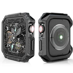 YAODLE Apple Watch ケース 45mm アップルウォッチ TPU 保護ケース Series 9/8/7 対応 カーボンろう付けパターン 落下 衝撃 吸収 タフネスデザイン すり傷 防止 耐衝撃 保護カバー 米軍 MIL規格（45mm