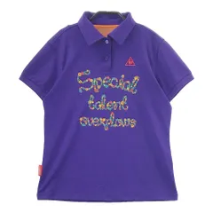 サイズ：L LECOQ GOLF ルコックゴルフ  半袖ポロシャツ ロゴ刺繍  パープル系 [240001845576]# ゴルフウェア レディース ストスト