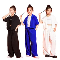 キッズ ダンス 衣装 セットアップ子供服 へそ出し 女の子 チア ガールズ 韓国 キッズ スーツ風 上下セット おしゃれ 原宿 ダンス673
