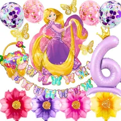 キッシーズ株式会社 3rd Design ラプンツェル ディズニープリンセス バルーン 数字 誕生日 風船 飾り付け 飾り付けeガイドブック付き(数字6)