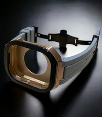 グレイ×ローズブラック★49mm apple watch ultraアップルウォッチラバーメタルカバーセット　ウルトラ　49ミリ用　カスタム ultra2