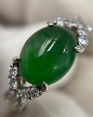 翡翠プラチナダイヤ付リング　PT900 2.86/D0.34ct