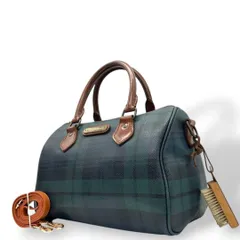 美品 POLO RALPH LAUREN ポロラルフローレン ミニボストン 2way ショルダー 斜め掛け可 タータンチェック PVC レザー 本革 自立可 グリーン ネイビー ロゴ N