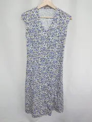 ◇ ⊂ N. Natural Beauty Basic 花柄 レースアップ ロング丈 ワンピース サイズM ブルー イエロー ホワイト レディース E  【1408220061877】