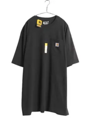 【お得なクーポン配布中!】 デッドストック カーハート ポケット付き 半袖 Tシャツ メンズ XL / ワンポイント ヘビーウェイト ポケT ルーズフィット 黒 大きいサイズ