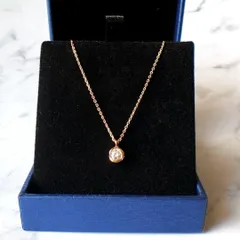 052A【スワロフスキー✨】5mm　一粒石　ピンクゴールド　ネックレス　最高級