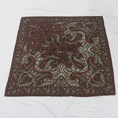 ラルフローレン ブラウン ペイズリー柄 シルク100％ レディーススカーフ 2000000 NSK OMI